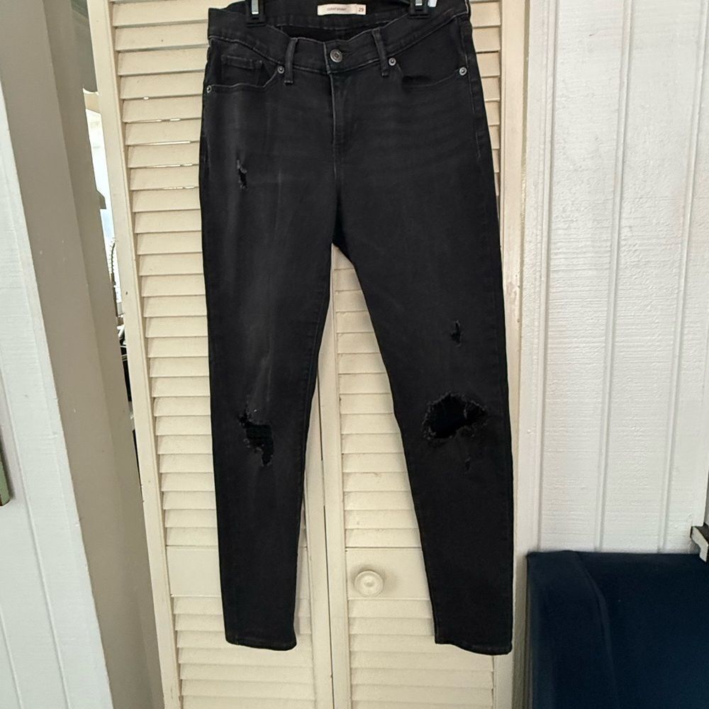 Levi's Black Curvy Skinny Distressed Jeans